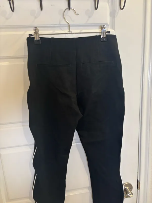 SPANX Black Slim Fit Pants Petite Small Pull On Stretch Tapered Side Stripe - Image 5