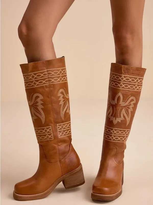 Free People x Dingo Avalon Embroidered Western Boots Russet Size 7.5 - Image 14