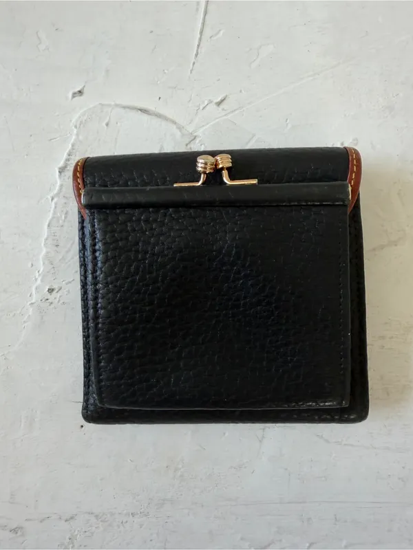 Vintage Dooney & Bourke Leather Card Wallet w/Kiss Lock Coin Purse Black & Brown - Image 3