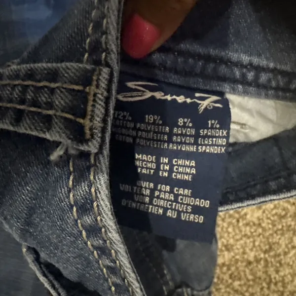 Seven7 Womens Blue Boot Cut Jeans Size 8 Mid Rise Medium‎ Wash Sequin Y2K - Image 4