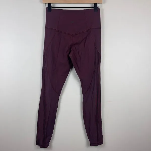 Athleta Leggings Womens Small Maroon Shakti Mesh 7/8 Tight High-Waist Activewear - Image 3