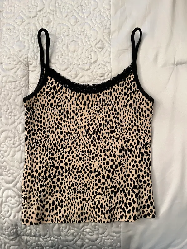 Brandy Melville pacsun cheetah lace trim tank - Image 2