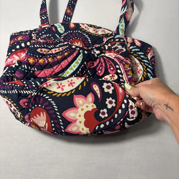 Vera Bradley Glenna Painted Paisley‎ Quilted Microfiiber Shoulder Bag Purse Tote - Image 4