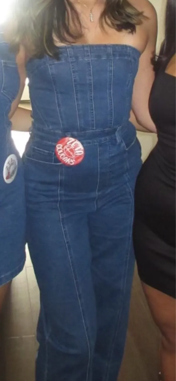 Forever 21 Denim Jumpsuit Strapless - Image 4