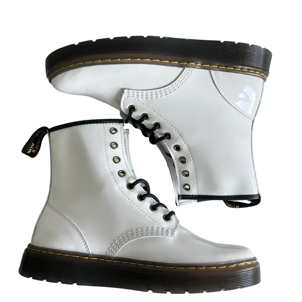 NEW Dr. Martens Unisex White Patent Leather Zavala Boot Size 9 or 8 #249 - Image 5