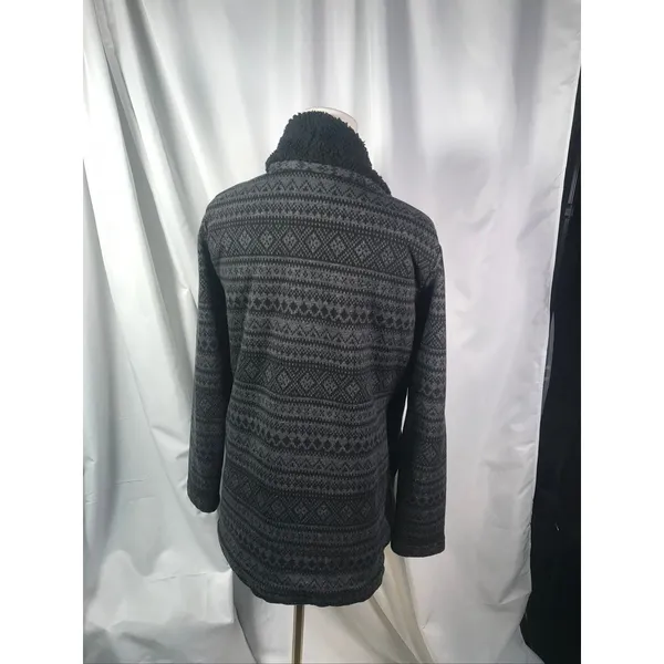 LL Bean Women's Fair Isle Sherpa Lined Cardigan Sweater‎ Jacket Size M - Image 3