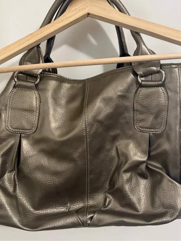 Mondani Metallic Pewter Hobo with Silver Accents Shoulder Bag Large - Image 2
