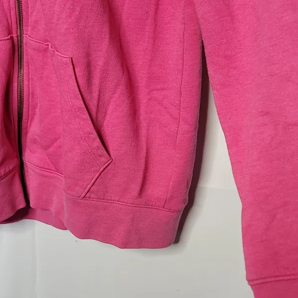 PINK - Victoria's Secret hooded hoodie zip up sweatshirt sz Medium - Image 4