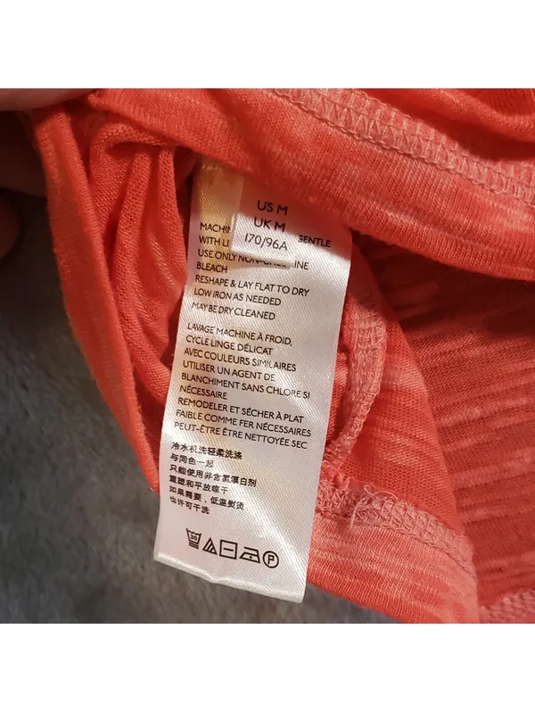 We The Free Knit sheer Top Orange Solid Round Neck Short Sleeve Size M - Image 7