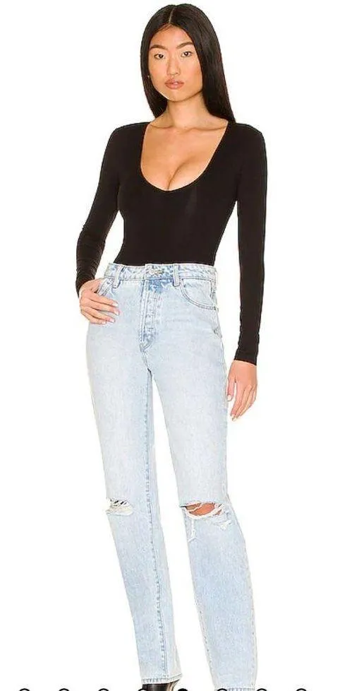 All The Way Deep V Neck Bodysuit in Black - Image 5