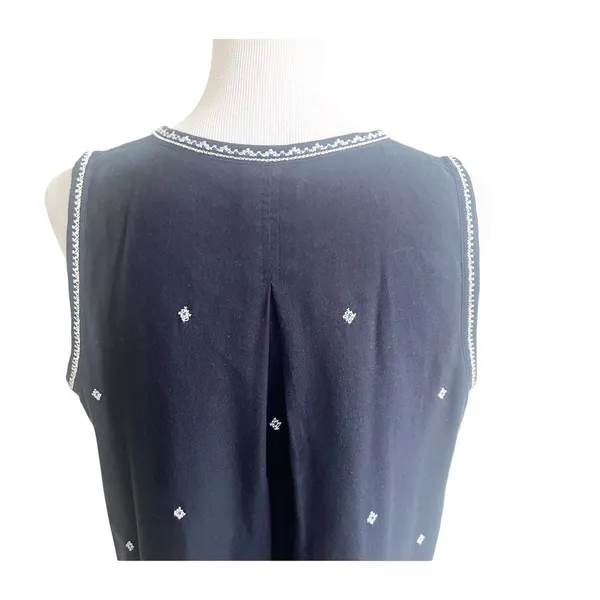 Madewell Suncoast Embroidered Shift Dress Women's Sz 12 Sleeveless Black Tassel - Image 8