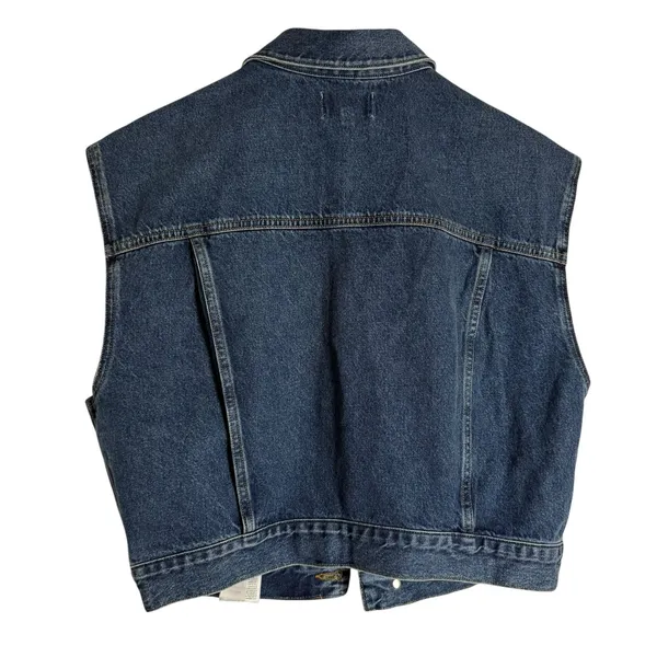 Agolde Charli Sleeveless Button Front Denim Trucker Jean Vest Size Small - Image 8