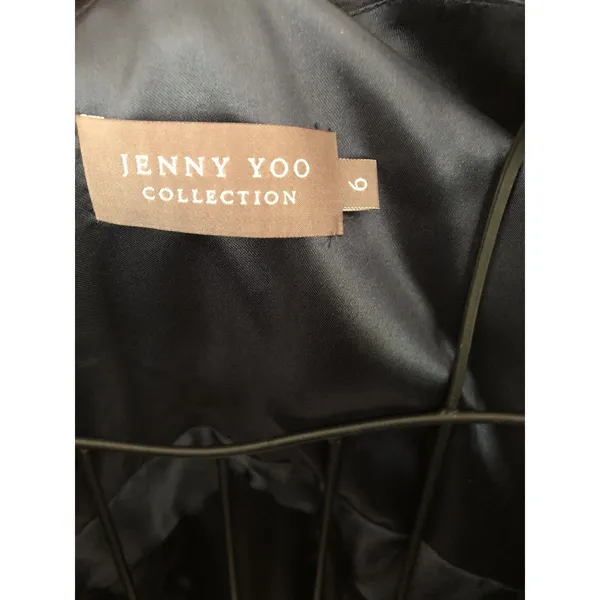 Jenny Yoo 6 Navy Blue Crinkle empire waist one shoulder Knee Length Prom‎ dress - Image 4