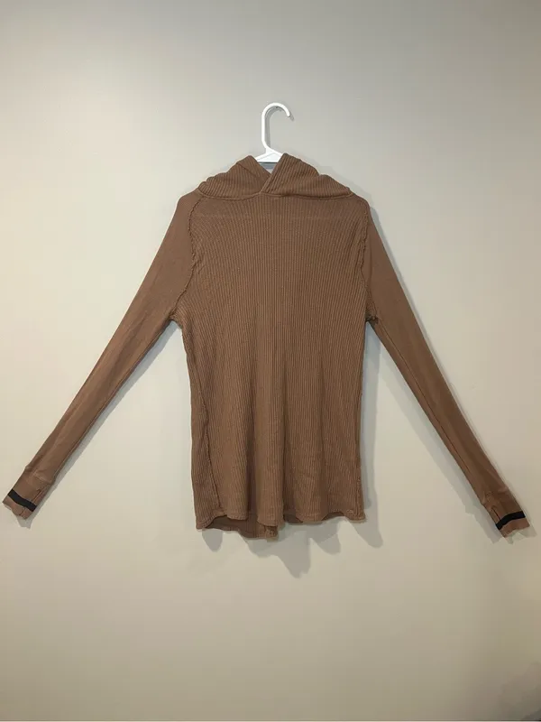 Free People We the Free Waffle Long Sleeve Hooded Shirt - Image 3