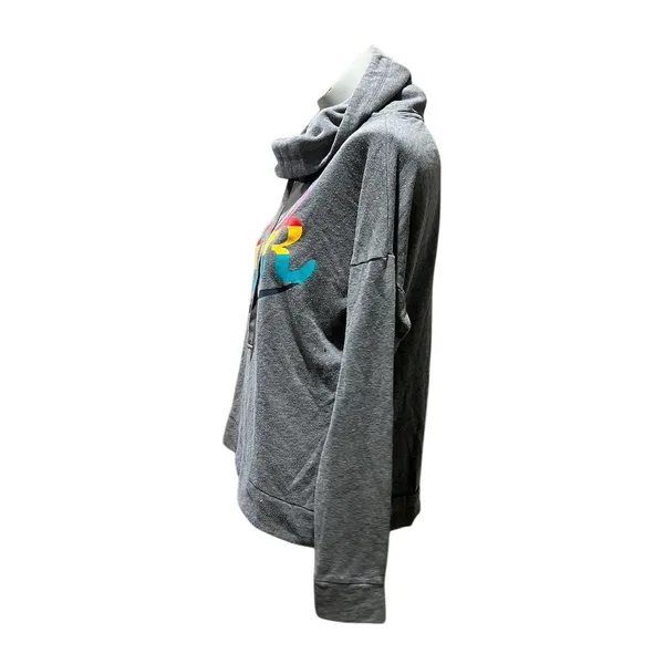 Victoria's Secret PINK Women's M Gray Cowl Neck Hoodie Rainbow Logo - Image 4