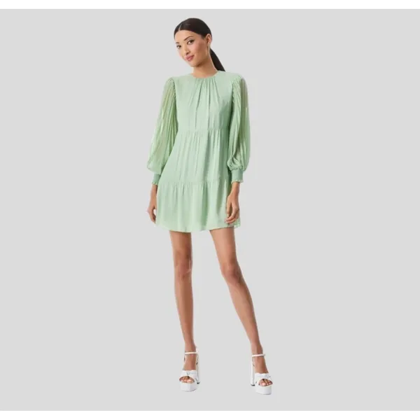 NWT Alice + Olivia Antonette‎ Crew Neck Mini Dress Color: Sea-foam Sz XS $465 - Image 4