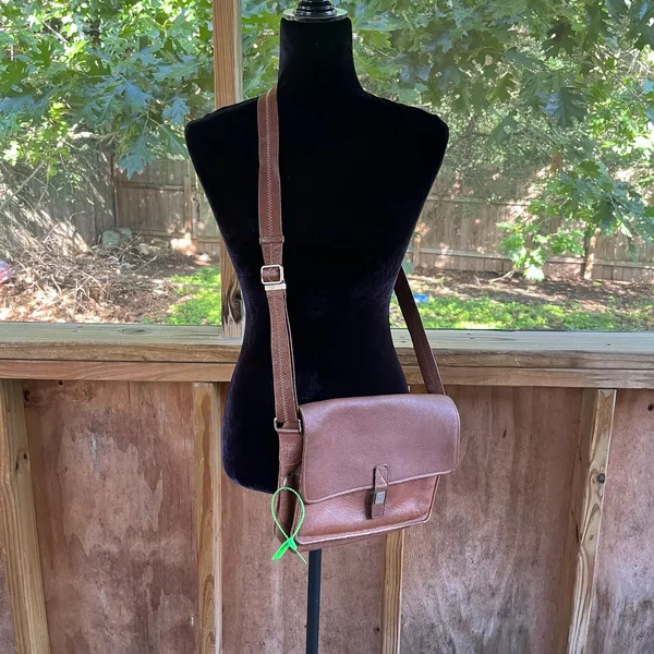 Gucci Vintage Brown Leather Messenger Crossbody Bag Est. 1970's Era - Image 3