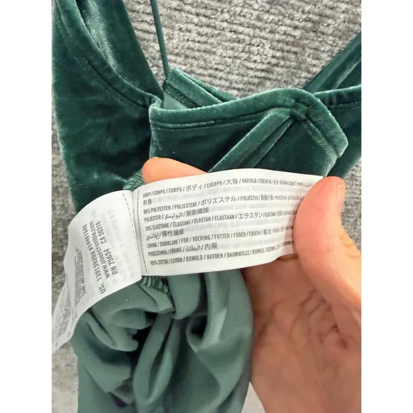 Abercrombie & Fitch Women Bodysuit M Green Velvet Cowl Neck Crisscross Straps - Image 8