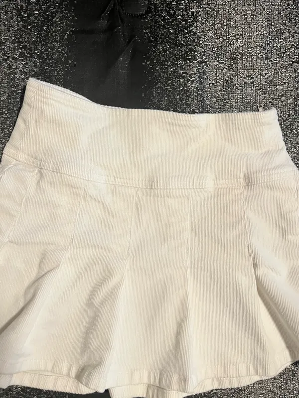 Womens small Aeropostale Pleated High-Waisted Corduroy Mini Skirt-cream - Image 4