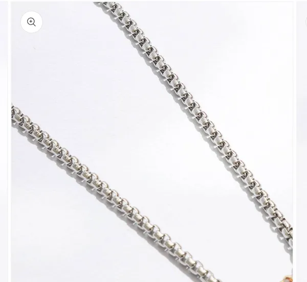 Multicolored Cylinder Charm Chain Necklace Silver - Image 3