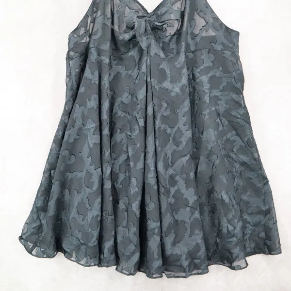 Victoria's Secret Blue Black Vintage Floral‎ Intimate Lingerie Sheer Dress Large - Image 4