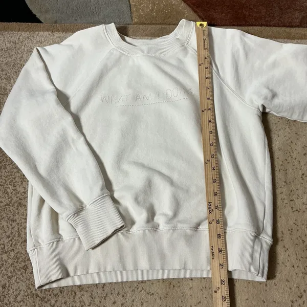 Late Summer Flowers Anthropologie Graphic Sweatshirt Womens S White Embroidered - Image 2