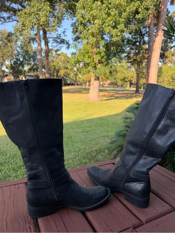Børn Black Leather Knee High Harness Riding Boots Size 8 $200 Retail - Image 8