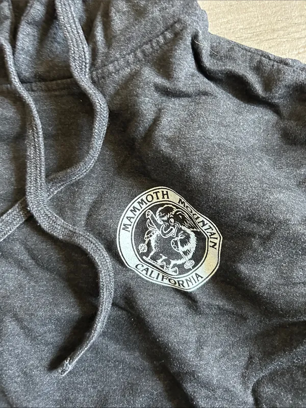 Mammoth Black Pullover Hoodie with White Sleeve Text - Image 3