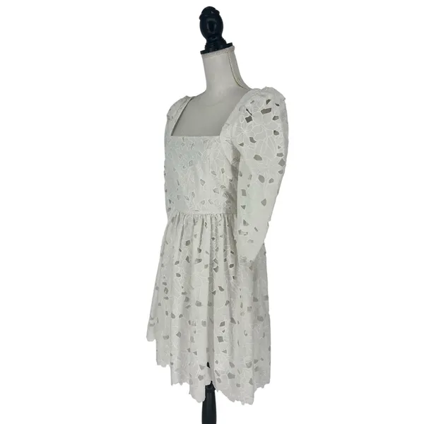 Cara Cara NWT Hart Eyelet Dress Cotton Square Neck‎ Mini Dress Brodererie Size 4 - Image 7