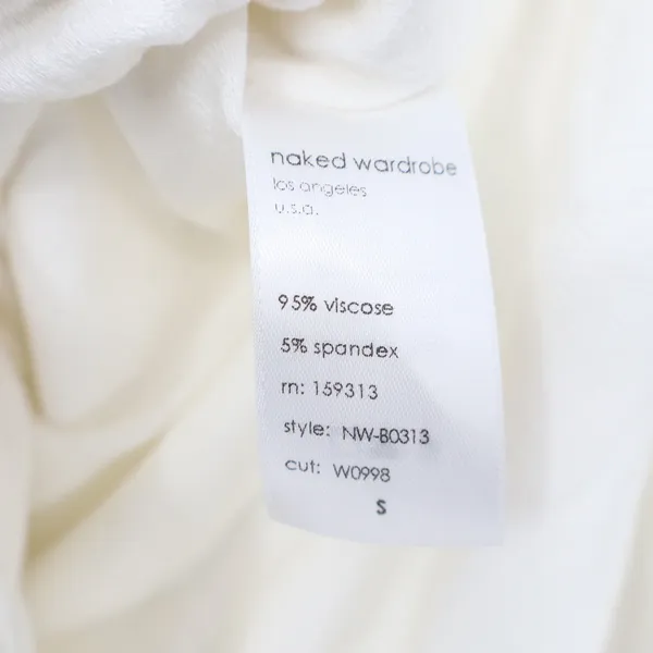 Naked Wardrobe White Turtleneck Bodysuit Long Sleeve Womens Small - Image 5