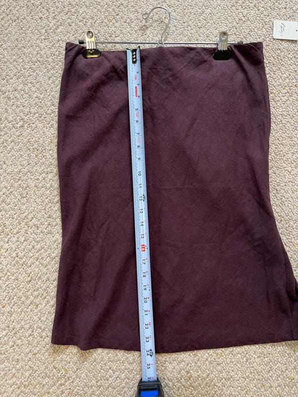 NWT Free People My Little Midi Skirt Dark Burgundy Linen Blend Pull On Sz L - Image 6
