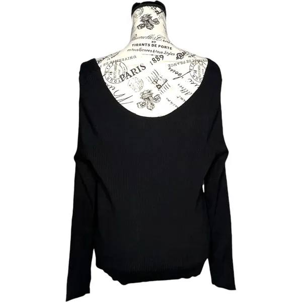 Universal Thread (XXL) Black Ribbed Long Sleeve Scoop Neck Top Soft Stretch - Image 3