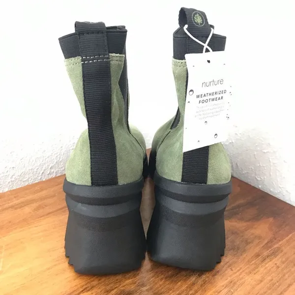 NURTURE Green Suede Chelsea Boot Lug Sole Platform‎ Water Resistant Size 5.5 New - Image 7
