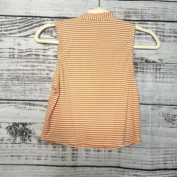 Athleta Orange & White Stripe Sleeveless Crop Tank Top Sm - Image 3