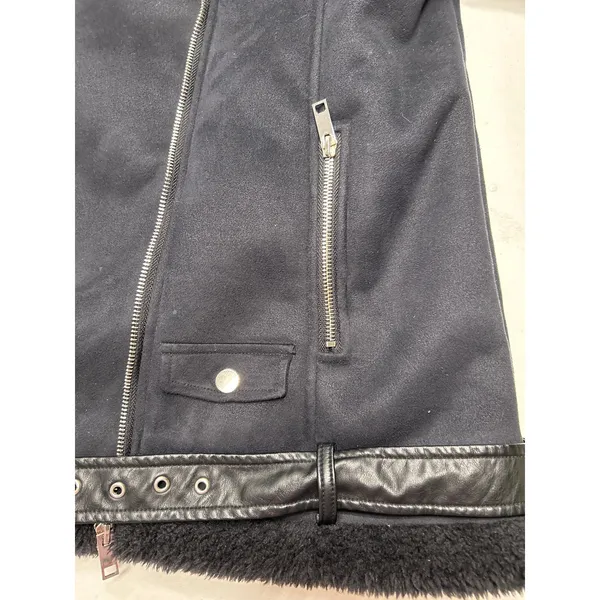 Max Edition Women's Faux Shearling Moto Oversized Biker coat in black. Size L - Image 9