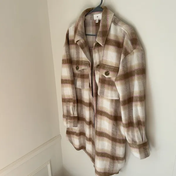 BP Long shacket Pink Brown Large plaid outdoor grandpacore granola camping - Image 3