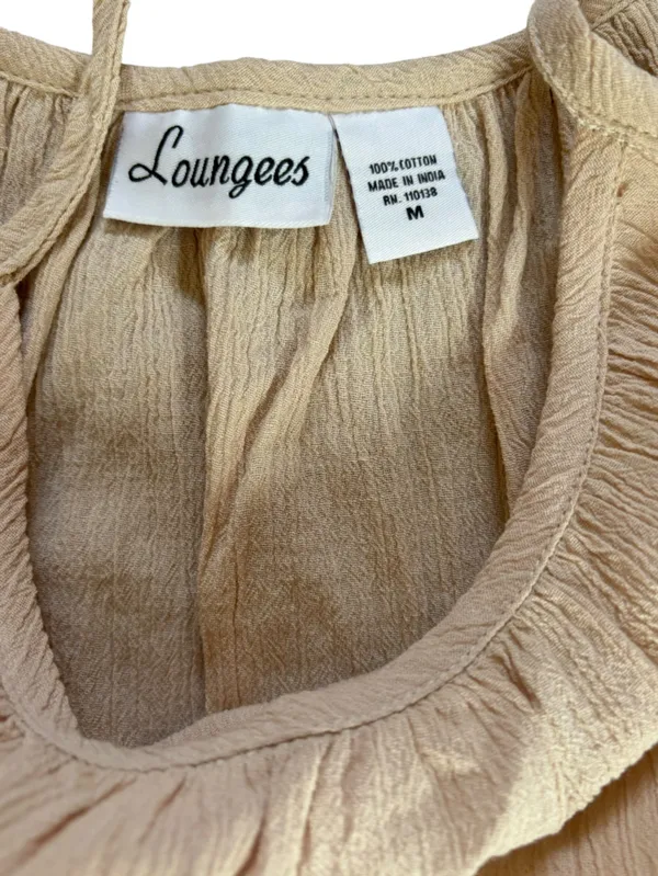 Loungees Cotton Gauzy Mini Tank Dress Beige Womens Size Medium NEW - Image 4