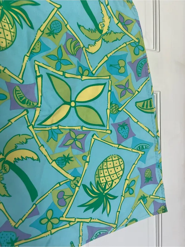 Lilly Pulitzer Aqua Tropical Print Mini Skirt with Green & Yellow Accents - Image 2