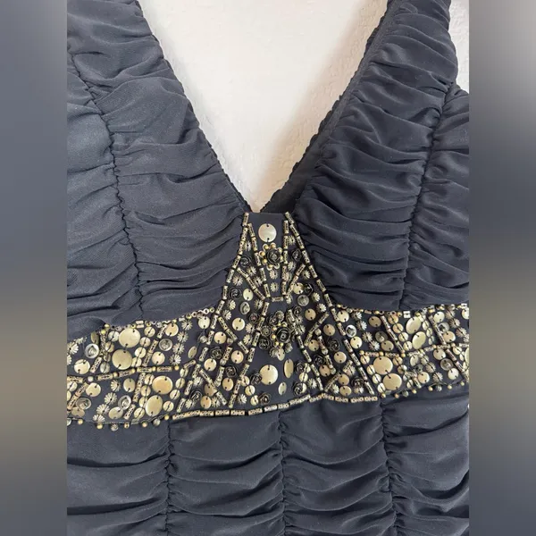 Vintage Sue Wong Nocturne Black Ruched Beaded Mini Dress size 8 - Image 11