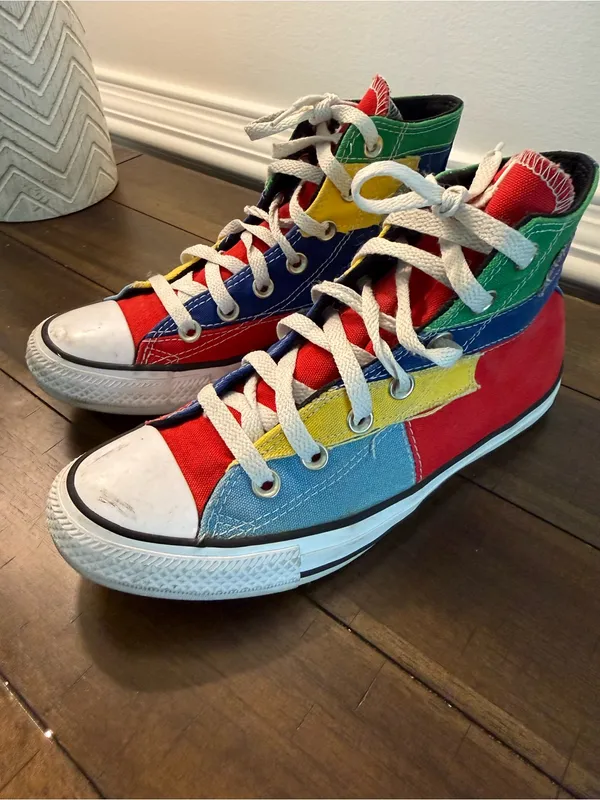 converse all star high top Women 7 Mens 5 Multi-Color Patch Work Color Block - Image 7