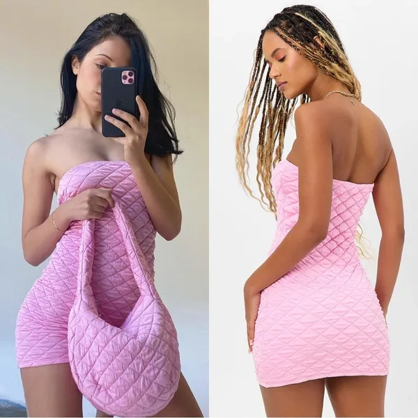 Frankie’s Bikinis Taylor Strapless Tube Dress Baby Pink XL - Image 2