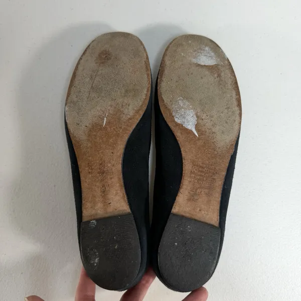 Garnet Hill Women's 8.5 Pippa Modern Ballet Flats Black Suede Leather Made Italy - Image 10