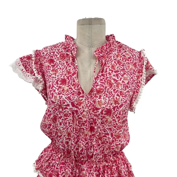 Misa Los Angeles‎ Lilian Dress Tiered Ruffle Animal Floral Print Pink Size XS - Image 4