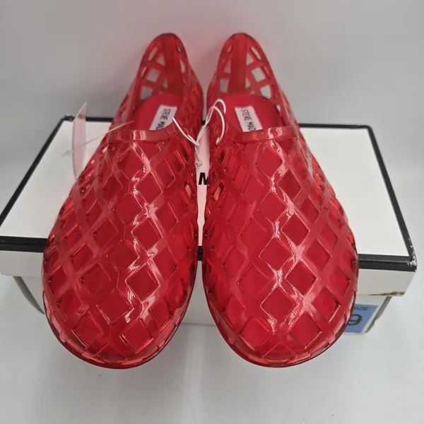 Steve Madden Codi Red Jelly Flats Women’s Size 9 Caged Latice Slip On Shoes NWT - Image 7