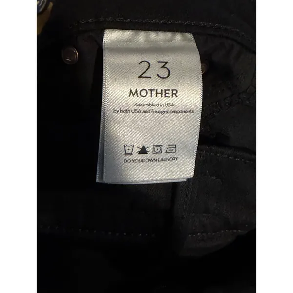 Mother The Mid Rise Dazzler Ankle Jeans‎ Not Guilty Black Raw Hem Straight SZ 23 - Image 4