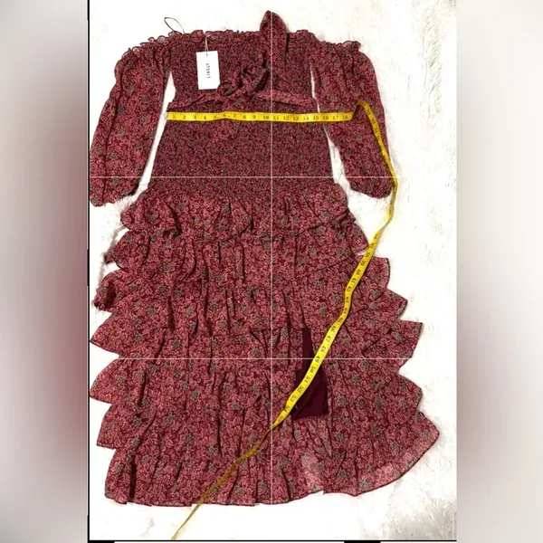 Likely Mitzie Midi Dress Tibetan Red Multi Size 12 - Image 6
