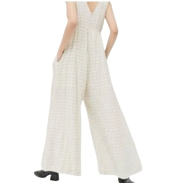 Urban Outfitters Breezy Plunging Wide Leg Sleeveless‎ Babydoll Jumpsuit Size XS - Image 2