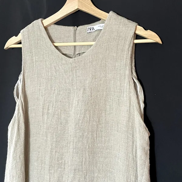 Zara a-line sandy sleeveless knee-length dress women's size XL summer boho flowy - Image 2