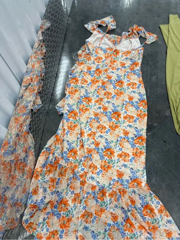 Astr Floral Ruffle Maxi Dress — Orange, Blue & Cream - Image 12