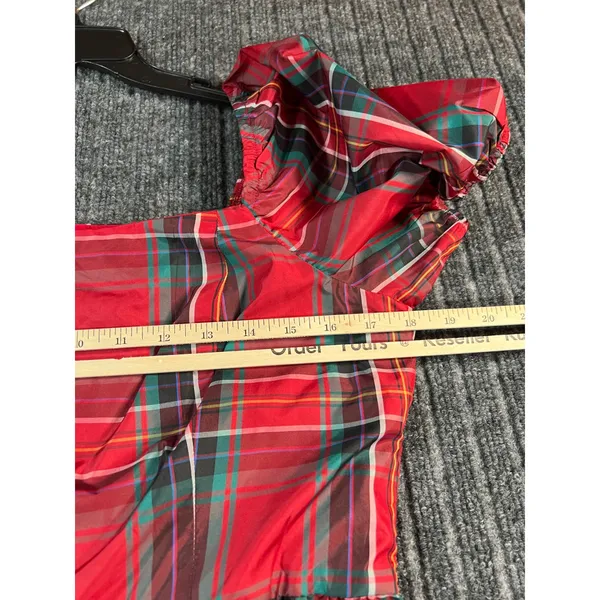 COPPER KEY Plaid Tiered Mini Dress Women Large Red Puff Sleeve Square Neck‎ NWT - Image 5